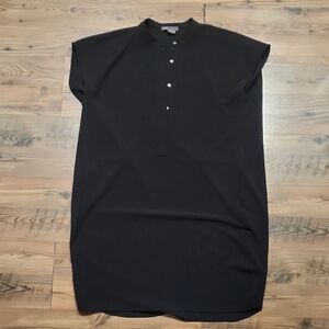 Vince Black Cap-Sleeve Henley Midi Dress